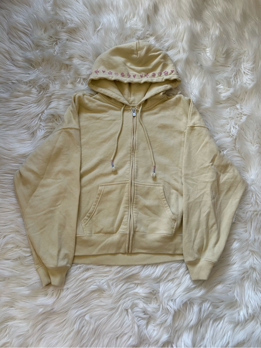 Hollister Yellow Easy Beachy Starfish Zip-Up Hoodie, Medium